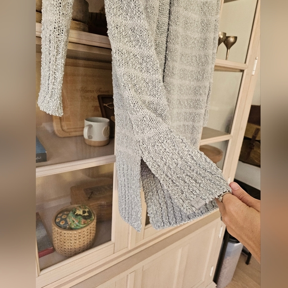 Barefoot Dreams Boucle Shadow Grey Stripe Cardigan - Picture 2 of 6